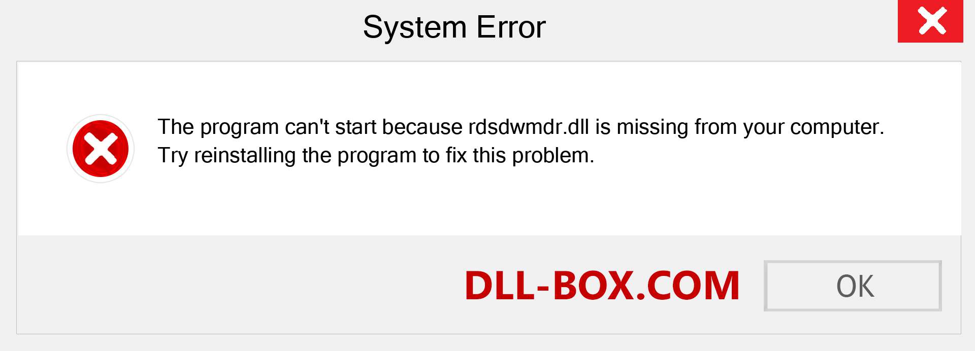  rdsdwmdr.dll file is missing?. Download for Windows 7, 8, 10 - Fix  rdsdwmdr dll Missing Error on Windows, photos, images